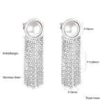 LUXUKISSKIDS Stainless Dangling Earrings Long Tassel Drop Golden Pendients Korean Fashion Women Fairy Wedding Party Accessories - Image 8
