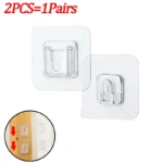 Double-Sided Adhesive Wall Hooks Hanger Strong Transparent Suction Cup Sucker Hooks Kitchen Bathroom Storage Plug Socket Holders - Image 10
