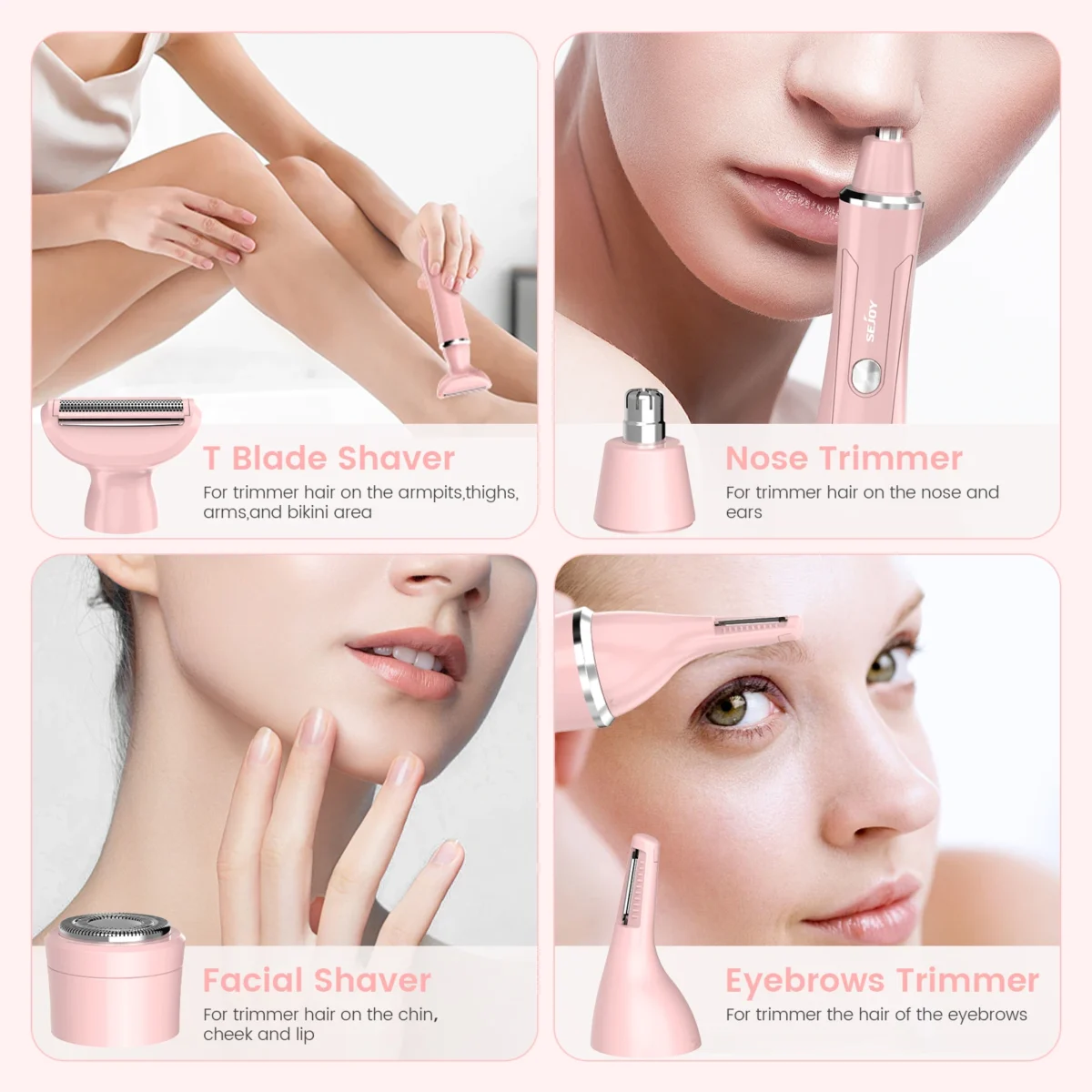 Sejoy 4-in-1 Electric Lady Shaver Painless Cordless Epilator & Trimmer Razor - Image 3