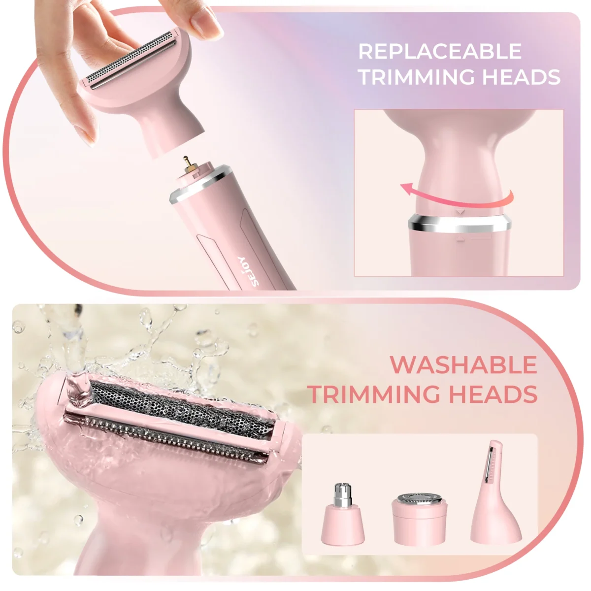 Sejoy 4-in-1 Electric Lady Shaver Painless Cordless Epilator & Trimmer Razor - Image 5
