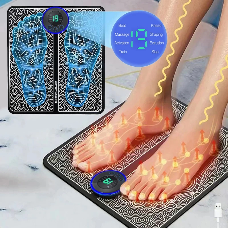 Foldable Electric Foot Massager Pad Portable Rechargeable Relaxation Mat
